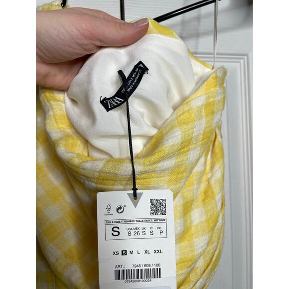 NEW Zara Yellow Gingham One Shoulder Crop Top Womens Size Small - Picture 5 of 7